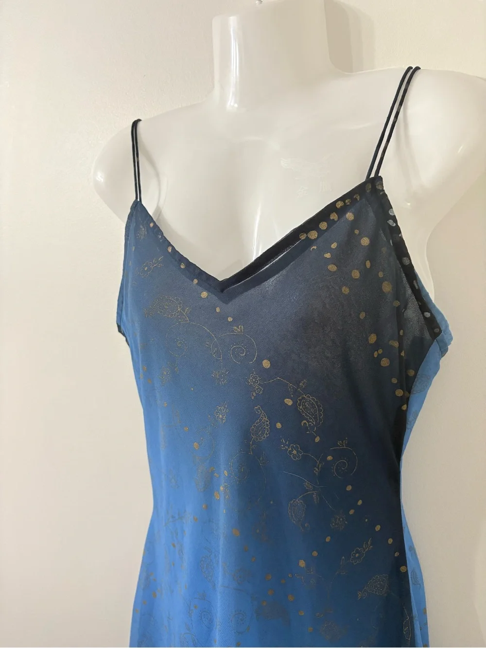 VTG Y2K Le Château Blue Ombre Maxi Slip Dress Fairycore Celestial Prom Gown M - Picture 3 of 7